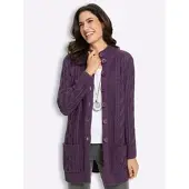 Inspirationen Strickjacke , Damen, Gr. 40, lila (traube), 50% Baumwolle, 50% Polyacryl, unifarben, Strickjacken Strickjacke