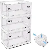 Markenlos Aufbewahrungsboxen Set, faltbar, mit Rollen, 3-wege Öffnung, stapelbar, 40 l, weiß