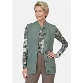 Goldner Strickjacke "Kurzgröße Strickweste mit Knopfleiste", Damen, Gr. 21, grün (salbei), Obermaterial: 100% Polyacryl PAN., Gerade, Strickjacken Strickjacke, aufgesetze Taschen
