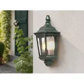 Meine Wunschleuchte LED Außenwandleuchte Grün, nostalgische E27 Wandlaterne Halbschale, Höhe 45cm