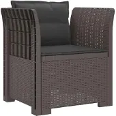 vidaXL 1-Sitzer Sessel mit Kissen Rattan-Look PP Hellgrau