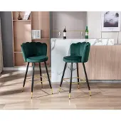 Sonstiges Samt Barhocker 2er Set Grün mit Metallbeinen Muschelform