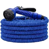 Avizar , Dehnbarer Gartenschlauch 30m mit Spritzpistole, Blau