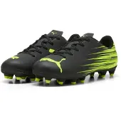 Puma Fußballschuh "ATTACANTO II FGAG JR", Damen, Gr. 35,5, schwarz, lime squeeze, Synthetik, bedruckt, Schuhe Fußballschuh, mit Nockenprofil für Rasen- und Kunstrasenplätze, mit Schnürung