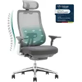 COLAMY ATLAS Ergonomischer Netz-Bürostuhl – Chefsessel mit Kopfstütze, 4D-Armlehnen, Schiebesitz und Neigungssperre, Dunkelgrau