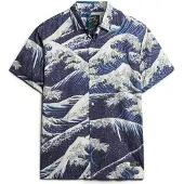 Superdry für Herren. M4010620A Kurzärmeliges marineblaues Hawaii-Hemd (M), Lässig, Modal, Kurzarm