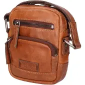 Santini Uni Umhängetasche aus echtem Leder Tan UNICA 17x17x3 cm