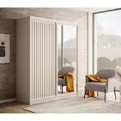 Fun-Möbel Schiebetürenschrank Schrank FABO in Weiß matt- Artisan Eiche 160x205x60 cm