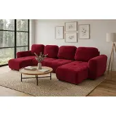 Fun-Möbel Wohnlandschaft mit Schlaffunktion BRUSK Sofa in Stoff Kronos Rot
