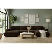 Fun-Möbel Wohnlandschaft mit Schlaffunktion BRUSK MAX Sofa in Stoff Kronos Dunkelbraun