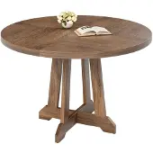 GarveeMore Runder Esstisch 120cm für 4-6 Personen, Holzsockel, Landhausstil, Braun
