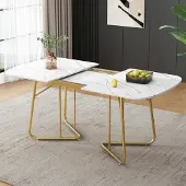 Sonstiges Esstisch Ausziehbar Weiß Marmoroptik Vergoldete Metallbeine 180x80x75cm