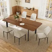 Sonstiges Esstisch mit 6 Stühlen ausziehbar 160-200cm Walnussfarben/Weiß MDF