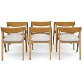 Sofiland Armlehnstühle OLMO 6er-Set gepolstert, Eiche rustikal, Chenille Storm