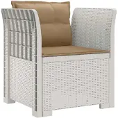 vidaXL 1-Sitzer Sessel mit Kissen Rattan-Look PP Weiß