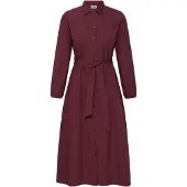 Ichi Midikleid "Damen Kleid IHFANTY", Damen, Gr. 42, N-Gr, rot (zinfandel), Obermaterial: 100% Baumwolle CO., Kleider Midikleid