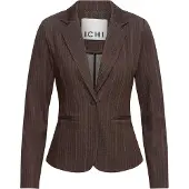Ichi Blusenblazer "Damen Blazer IHKATE", Damen, Gr. XS, braun (coffee bean jacquard stripe), Obermaterial: 50% Viskose CV. 45% Polyester PES. 5% Elasthan EL., Blazer Blusenblazer