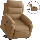 vidaXL Relaxsessel mit Aufstehhilfe Elektrisch Braun Samt