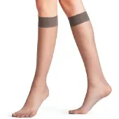 Falke Seidenglatt 15 DEN Damen Kniestrümpfe, 35-38, Grau, Uni