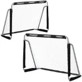 B2X 2er Set Fußballtor Schwarz 88x29x15,5cm für Garten, robustes Netz, einfache Montage