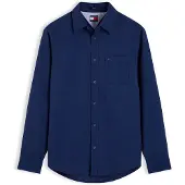 Tommy Hilfiger Flanellhemd TOMMY JEANS "TJM REGULAR FLANNEL", Herren, Gr. M (48/50), N-Gr, blau (basic navy), Web, Obermaterial: 100% Baumwolle, meliert, regular fit normal, Manschette, Hemden Flanellhemd