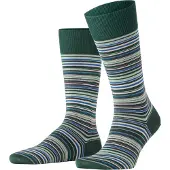 Falke Microblock Herren Socken, 41-42, Grün, Streifen, Baumwolle