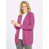 Sieh an! Long-Strickjacke in magenta-meliert | Gr.: 38