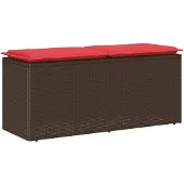 vidaXL Gartenbank mit Kissen Braun 110x40x44 cm Poly Rattan