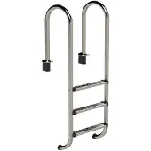 Eichenwald Ideal Schwimmbad Tiefbeckenleiter eng aus Edelstahl, Poolleiter aus V2A ,3-stufig
