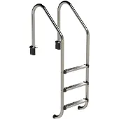 Eichenwald Ideal Schwimmbad Tiefbeckenleiter weit aus Edelstahl 3-stufig, Poolleiter aus V2A