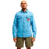 Quiksilver Langarmhemd "Bob Marley Uprising", Herren, Gr. XXL, blau (stone indigo), Obermaterial: 100% Baumwolle., Hemden Langarmhemd