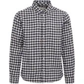 Blend Langarmhemd "BHCALLI SHIRT", Herren, Gr. S, N-Gr, blau (salute), Web, Obermaterial: 100% Baumwolle, kariert, regular fit normal, 1-Knopf-Manschette, Hemden Langarmhemd, Baumwolle, regular fit