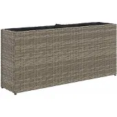 vidaXL Hochbeet mit 2 Fächern Grau 90x20x40 cm Poly Rattan