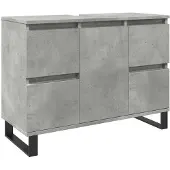 vidaXL Waschbeckenunterschrank Betongrau 80x33x60 cm Holzwerkstoff