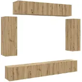 vidaXL 6-tlg. TV-Schrank-Set Wandmontage Artisan-Eiche Holzwerkstoff