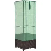 vidaXL Hochbeet mit Gewächshaus-Aufsatz Rattan-Optik 40x40x139 cm