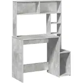 vidaXL Schreibtisch mit Regal Betongrau 100x45x140 cm Holzwerkstoff