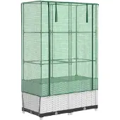 vidaXL Hochbeet mit Gewächshaus-Aufsatz Rattan-Optik 80x40x138 cm