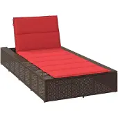 vidaXL Sonnenliege mit schwebender Auflage Braun Poly Rattan
