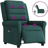 vidaXL Massagesessel Elektrisch Dunkelgrün Stoff