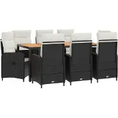 Syfax Outdoortisch-Set 9 stk. Schwarz und Cremeweiß