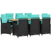 Syfax Outdoortisch-Set 9 stk. PE Rattan und pulverbeschichteter Stahl