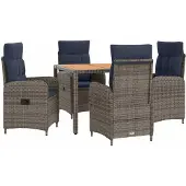 Syfax Outdoortisch-Set 5 stk. PE Rattan und pulverbeschichteter Stahl