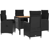 Syfax Outdoortisch-Set 5 stk. Schwarz
