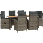 Syfax Outdoortisch-Set 7 stk. Hellgrau und Dunkelgrau