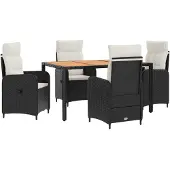 Syfax Outdoortisch-Set 5 stk. Schwarz und Cremeweiß