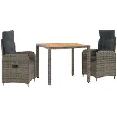 Syfax Outdoortisch-Set 3 stk. Hellgrau und Dunkelgrau 90 x 90 x 75 cm