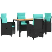 Syfax Outdoortisch-Set 5 stk. PE Rattan und pulverbeschichteter Stahl