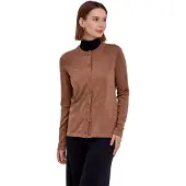 Falke Pure Merino Wool Damen Cardigan, XL, Braun, Uni, Schurwolle