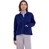 Falke Damen Cardigan, M, Blau, Uni, Schurwolle